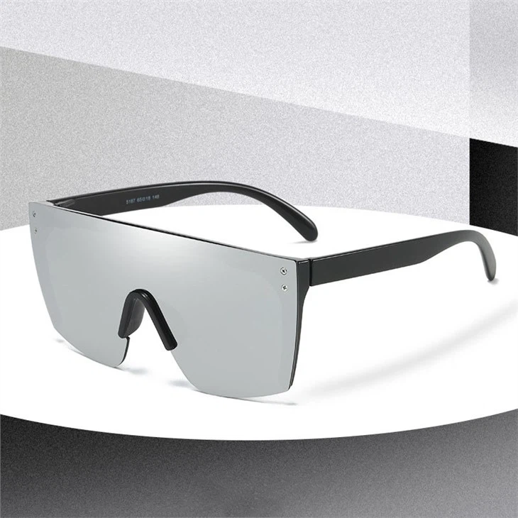 Oversized Rimless Mirrored Sunglasses